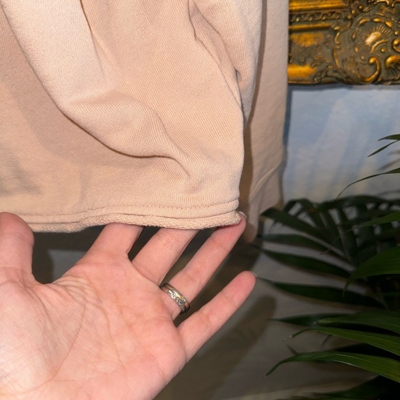 Madewell Mock Neck Cotton & Hemp Pink Rolled Hem Casual Sweatshirt M - Picture 4 of 7